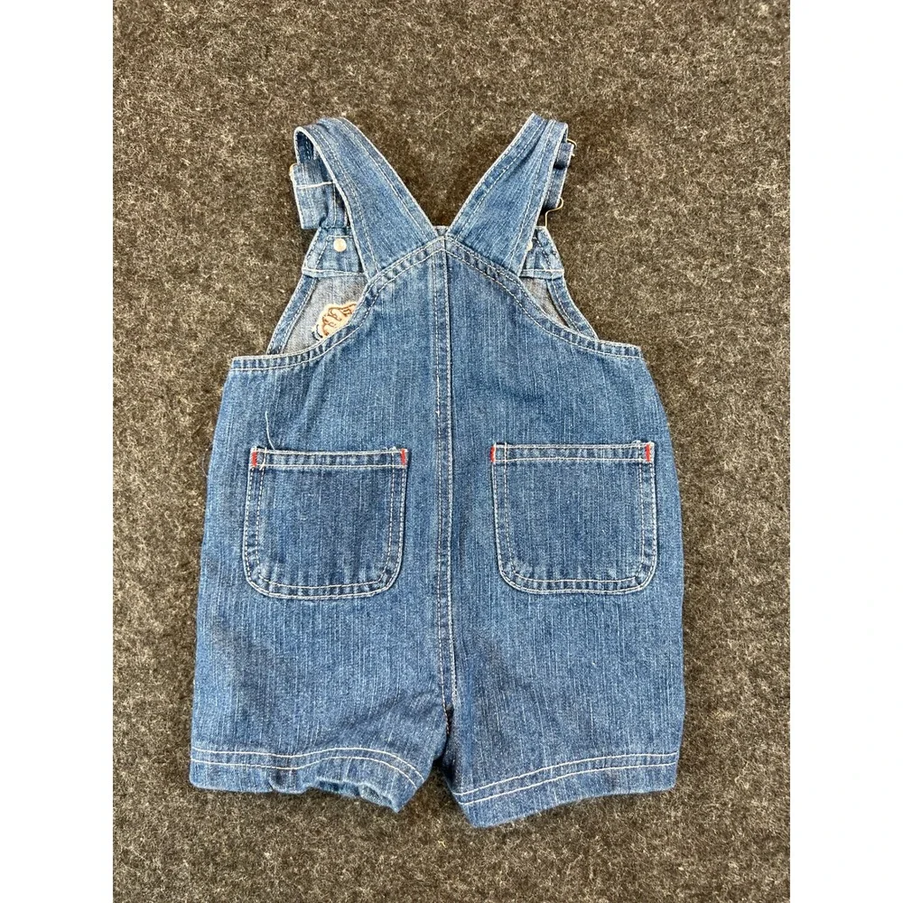 Sesame Street Elmo Cookie Monster Denim Shortalls Baby 3/6M Blue Baseball Retro
